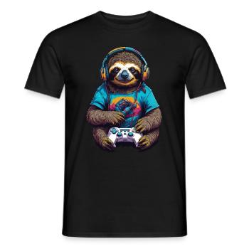Retro Controller Gaming Faultier Nerd Design - Männer T-Shirt - Schwarz - Vorne - AI Model Male 178 light (178cm)