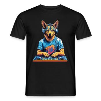 DJ Schäferhund Musik Party Hunde Design - Männer T-Shirt - Schwarz - Vorne - AI Model Male 178 light (178cm)