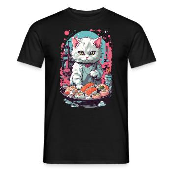 Style esthétique de chat Sushi Pastel gothique - T-shirt homme - noir - Devant - AI Model Male 178 light (178cm)