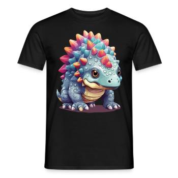 Niedlicher Pastell Ankylosaurus Dino Comic - Männer T-Shirt - Schwarz - Vorne - AI Model Male 178 light (178cm)