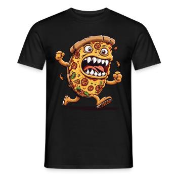 Halloween Pizza Horror Cartoon Movie Night Fun - Men's T-Shirt - black - Front - AI Model Male 178 light (178cm)