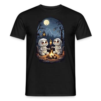 Kinder Halloween Lagerfeuer Mumien Cartoon - Männer T-Shirt - Schwarz - Vorne - AI Model Male 178 light (178cm)