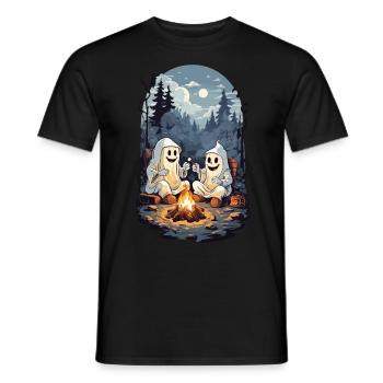 Halloween Geister Lagerfeuer Kinder Cartoon - Männer T-Shirt - Schwarz - Vorne - AI Model Male 178 light (178cm)