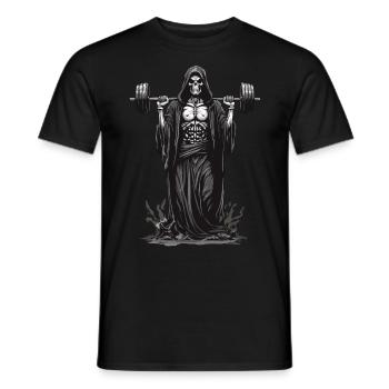 Grim Reaper Bodybuilder Deadlift Spaß - Männer T-Shirt - Schwarz - Vorne - AI Model Male 178 light (178cm)