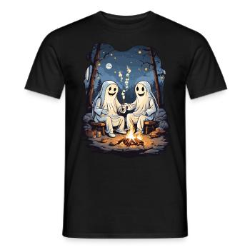 Halloween Fantômes Camping Enfants Dessin Animé - T-shirt homme - noir - Devant - AI Model Male 178 light (178cm)