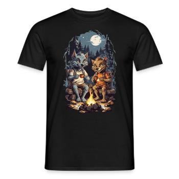 Funny Werewolf Halloween Kids Cartoon - Men's T-Shirt - black - Front - AI Model Male 178 light (178cm)