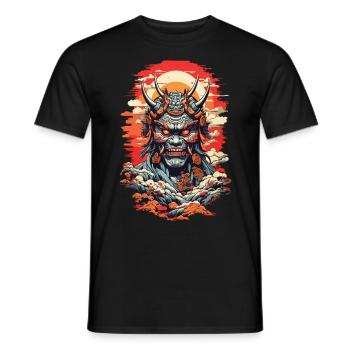 Japanischer Oni Dämon Vaporwave Vintage Design - Männer T-Shirt - Schwarz - Vorne - AI Model Male 178 light (178cm)