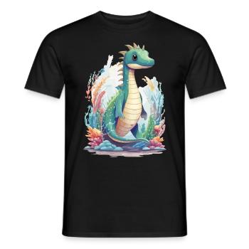 Cute Underwater Dinosaur Cartoon Design - Men's T-Shirt - black - Front - AI Model Male 178 light (178cm)