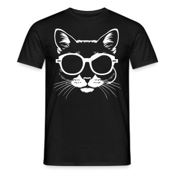 Lustige Katze mit Sonnenbrille Kätzchen Sonnenbrille Katzen - Männer T-Shirt - Schwarz - Vorne - AI Model Male 178 light (178cm)