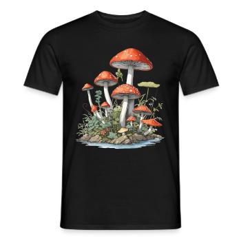 Gobelincore champignon Vintage Nature Design - T-shirt homme - noir - Devant - AI Model Male 178 light (178cm)