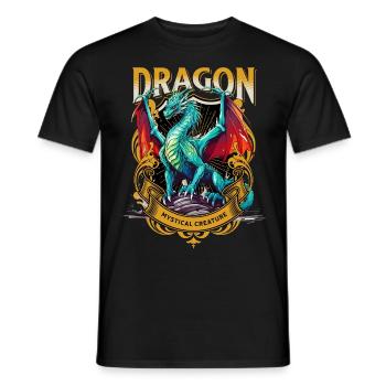 dragon, fantasy, magic, mysticism, mythology, creature - Men's T-Shirt - black - Front - AI Model Male 178 light (178cm)