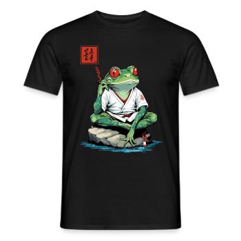 Smoking Frog Ukiyo-e Kanji Japan Streetwear - Men's T-Shirt - black - Front - AI Model Male 178 light (178cm)