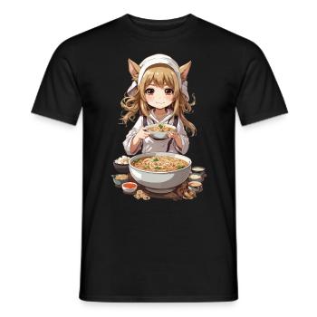 Kemonomimi Girl Ramen Anime Manga Amateur - T-shirt homme - noir - Devant - AI Model Male 178 light (178cm)