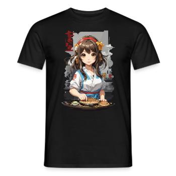 Anime Okonomiyaki Cuisine Manga Fille - T-shirt homme - noir - Devant - AI Model Male 178 light (178cm)