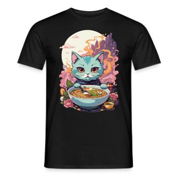 Ramen Katze Kawaii Anime Japan Food Design - Männer T-Shirt - Schwarz - Vorne - AI Model Male 178 light (178cm)