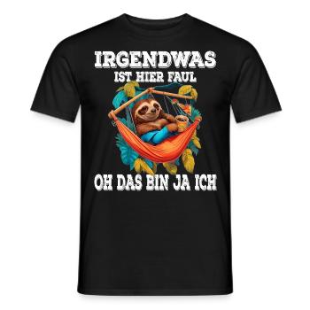 Faultier Kaffee Irgendwas ist hier Faul - Männer T-Shirt - Schwarz - Vorne - AI Model Male 178 light (178cm)