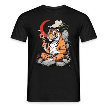 Yokai Tiger Vintage Ukiyo-E Streetwear Art - T-shirt homme - noir - Devant - AI Model Male 178 light (178cm)
