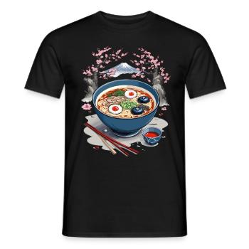 Japanische Ramen Ukiyo-E Vintage Kunst Design - Männer T-Shirt - Schwarz - Vorne - AI Model Male 178 light (178cm)