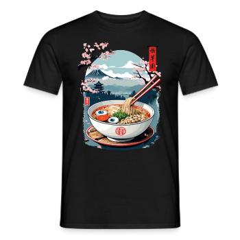 Ukiyo-E Ramen Yeux Horreur Japon Halloween Art - T-shirt homme - noir - Devant - AI Model Male 178 light (178cm)
