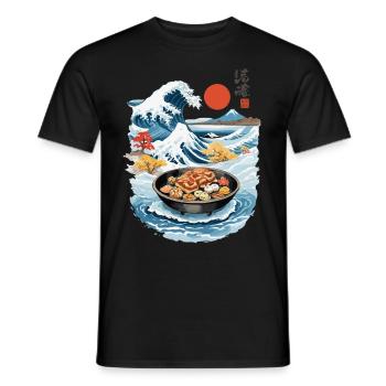 Japan Tea Time Ukiyo-E Retro Cake Artwork - Men's T-Shirt - black - Front - AI Model Male 178 light (178cm)