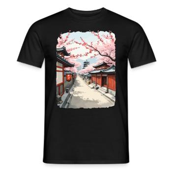 Fleurs de cerisier Japon Streetwear Street Art Design - T-shirt homme - noir - Devant - AI Model Male 178 light (178cm)