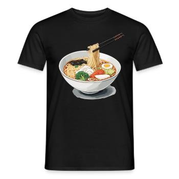 Soupe de nouilles ramen japonaise design esthétique - T-shirt homme - noir - Devant - AI Model Male 178 light (178cm)