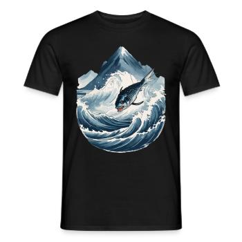 Japanische Meer Angler Kunst Fisch im Ukiyo-E Stil - Männer T-Shirt - Schwarz - Vorne - AI Model Male 178 light (178cm)