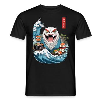 Japon Sushi Ukiyo-E Yokai Monster Streetwear Art - T-shirt homme - noir - Devant - AI Model Male 178 light (178cm)