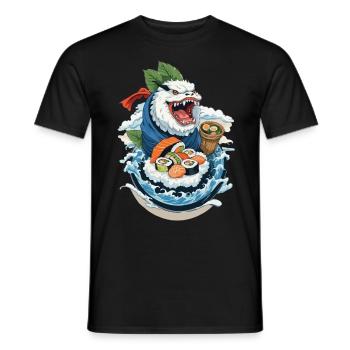 Sushi Yokai Monster Vintage Ukiyo-E Japan Kunst - Männer T-Shirt - Schwarz - Vorne - AI Model Male 178 light (178cm)