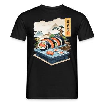 Japon Sushi Nourriture Streetwear Design Esthétique - T-shirt homme - noir - Devant - AI Model Male 178 light (178cm)