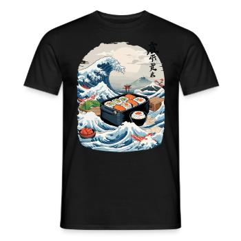 Japanese Sushi Ukiyo-E Art Aesthetic Design - Men's T-Shirt - black - Front - AI Model Male 178 light (178cm)