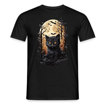 Katze Vollmond Halloween Zauber magische Katzen - Männer T-Shirt - Schwarz - Vorne - AI Model Male 178 light (178cm)