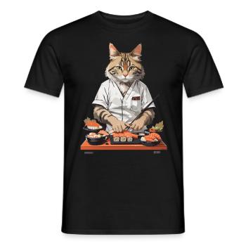 Katzen Sushi Meister Lustiges Japan Food Design - Männer T-Shirt - Schwarz - Vorne - AI Model Male 178 light (178cm)
