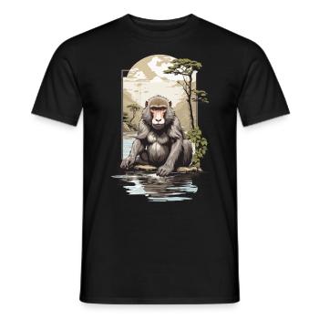Asian Monkey Nature Aesthetic Monkey Design - Men's T-Shirt - black - Front - AI Model Male 178 light (178cm)