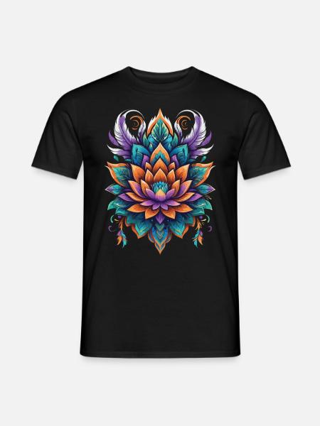 Lebensblume Lotus Spiritualität Design - Männer T-Shirt - Schwarz