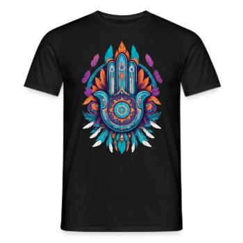 Hamsa Hand Mandala Bohemian Chic - Männer T-Shirt - Schwarz - Vorne - AI Model Male 178 light (178cm)