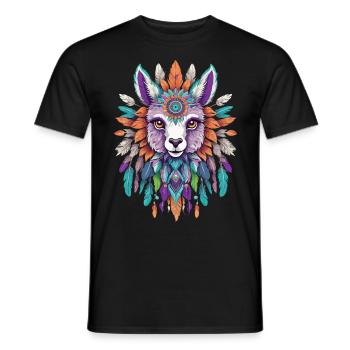 Alpaga spirituel Mandala Power Animal - T-shirt homme - noir - Devant - AI Model Male 178 light (178cm)