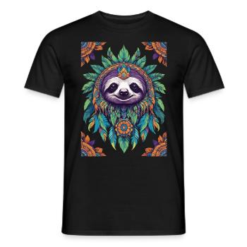 Spiritual Sloth Mandala Mardi Gras Festival - Men's T-Shirt - black - Front - AI Model Male 178 light (178cm)