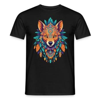 Dingo Totem Spirituelles Hund Krafttier Mandala - Männer T-Shirt - Schwarz - Vorne - AI Model Male 178 light (178cm)