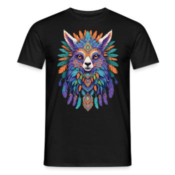 Spirituelles Alpaka Mandala Krafttier Design - Männer T-Shirt - Schwarz - Vorne - AI Model Male 178 light (178cm)