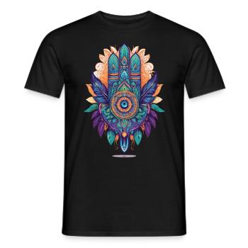 Hamsa Hand Spirituelles Mandala Federn Design - Männer T-Shirt - Schwarz - Vorne - AI Model Male 178 light (178cm)