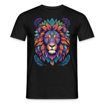 Lion Mandala Spirit Animal Yoga Meditation - Men's T-Shirt - black - Front - AI Model Male 178 light (178cm)
