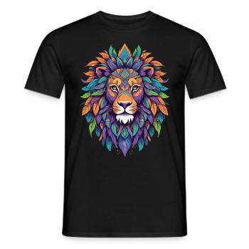 Spirituelles Löwe Mandala Krafttier Design - Männer T-Shirt - Schwarz - Vorne - AI Model Male 178 light (178cm)