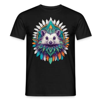 Hérisson Mandala puissance spirituelle Animal Design - T-shirt homme - noir - Devant - AI Model Male 178 light (178cm)