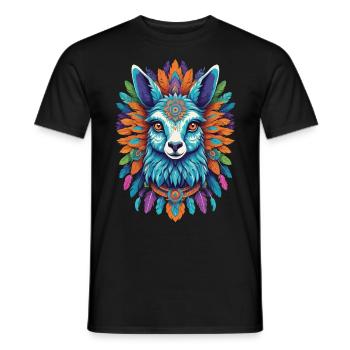 Conception de Festival de Mandala d’alpaga spirituel - T-shirt homme - noir - Devant - AI Model Male 178 light (178cm)
