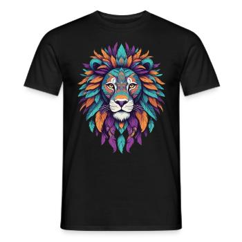 Löwen Mandala Spirituelles Federn Design - Männer T-Shirt - Schwarz - Vorne - AI Model Male 178 light (178cm)