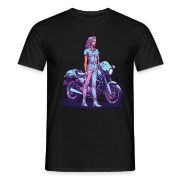 80er Retro Motorrad Biker Vintage Design - Männer T-Shirt - Schwarz - Vorne - AI Model Male 178 light (178cm)