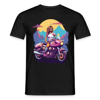 Retro Motorcycle Girl Biker Aesthetics Design - Men's T-Shirt - black - Front - AI Model Male 178 light (178cm)