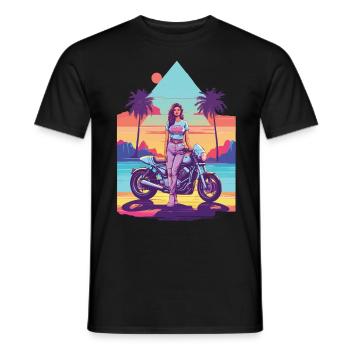 Vintage Motorrad Vaporwave Streetwear - Männer T-Shirt - Schwarz - Vorne - AI Model Male 178 light (178cm)