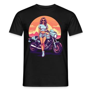 Vintage Californie moto motard esthétique - T-shirt homme - noir - Devant - AI Model Male 178 light (178cm)